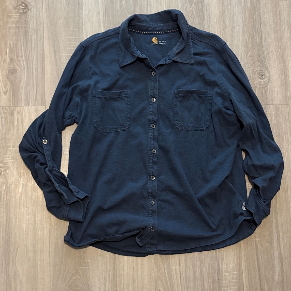 Carhartt Women’s Dark Navy Long-Sleeve Button-Down Shirt